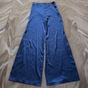 Missguided Petite Satin Wide Leg Trousers Blue